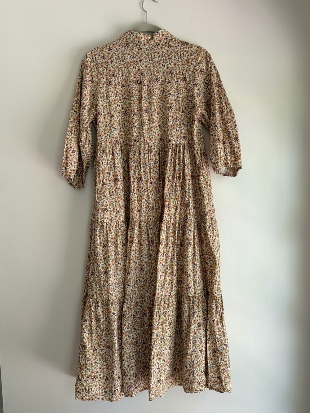 Easel 100% Cotton Floral Cottagecore Prairie Tiered Ruffle Midi Dress Size S - Picture 6 of 7
